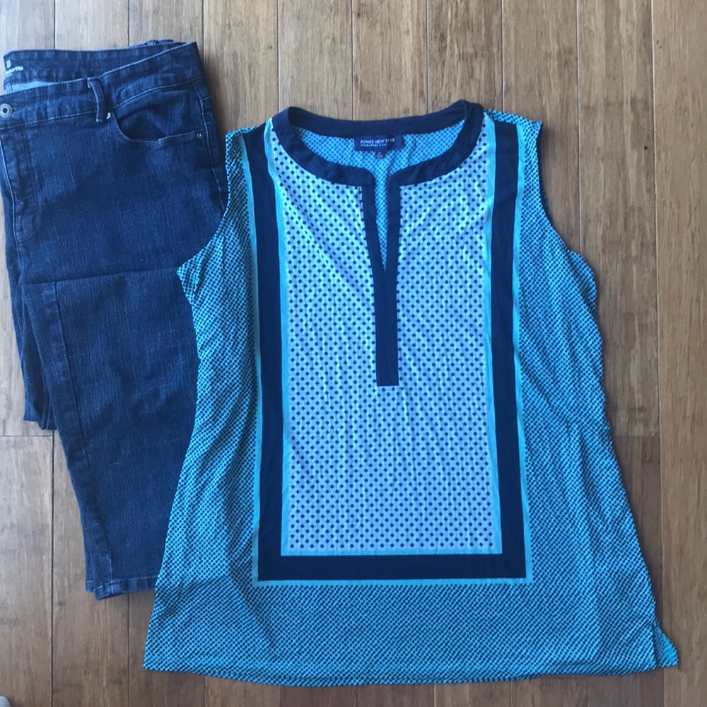 Jones New York Polka Dot Sleeveless Top